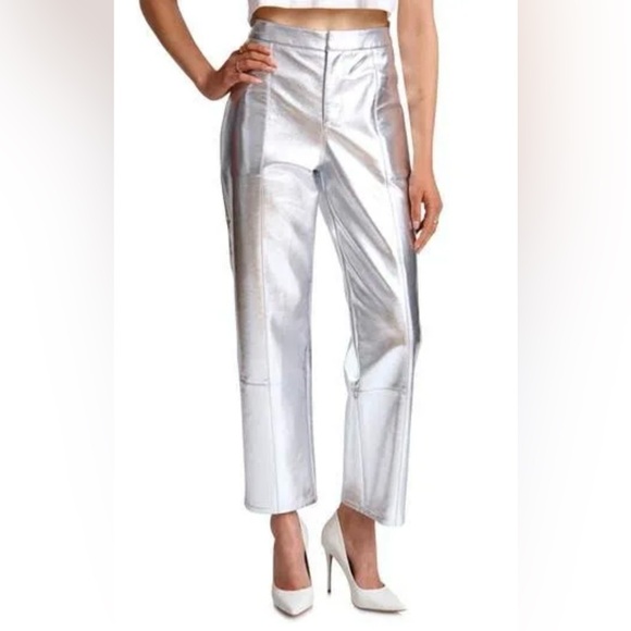 Avec Les Filles Faux Leather High Waist Crop Wide Leg Pants...